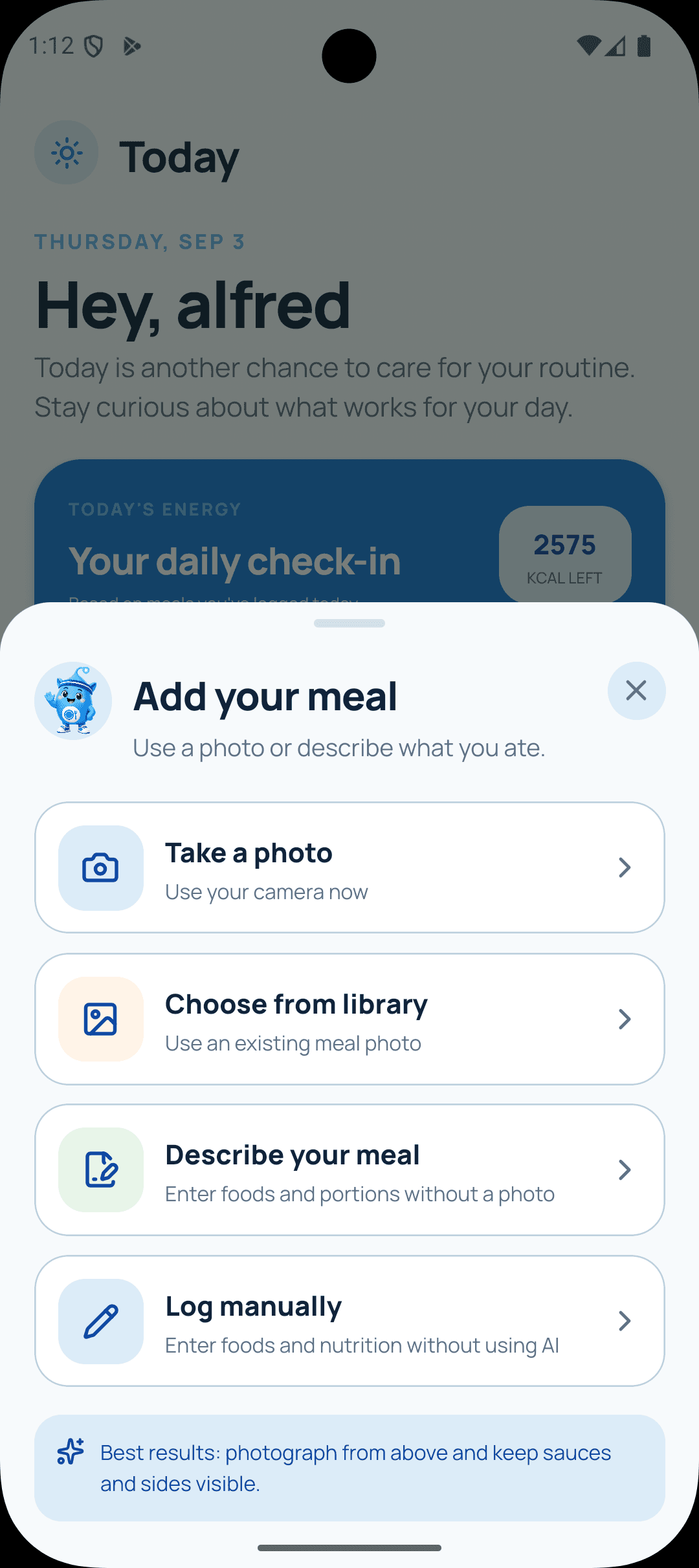 Start with what is easiest in the current Oops Calorie Android app